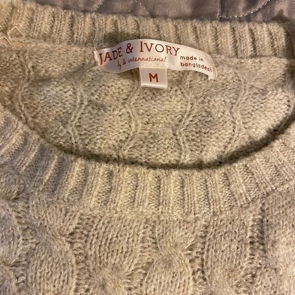 Jade & Ivory size medium knitted beige sweater $40 - Picture 3 of 4